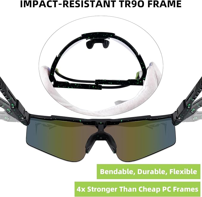 2-Sizes Kids Youth Baseball Sunglasses Men Women Vipers Sunglasses Softball Boys Girl True Polarization &UV Protection