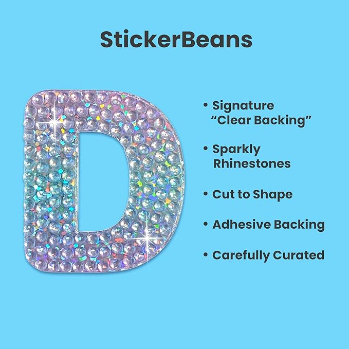 StickerBeans® Rhinestone Alphabet Letter Sticker D - Image 2