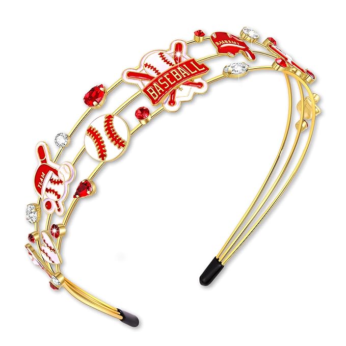 NVENF Baseball Headbands for Women Jeweled Baseball Bat Glove Headbands Game Day Baseball Mom Accessories Outfits Gifts Party Favors (Pattern A)