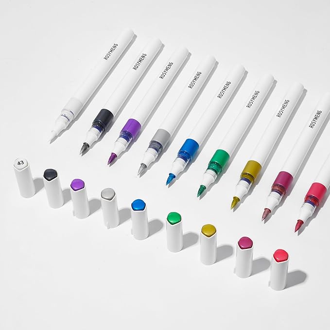 ROSYMENG 9 Metallic Color Acrylic Paint Pens, Quick-Drying Waterproof Acrylic by Unknown