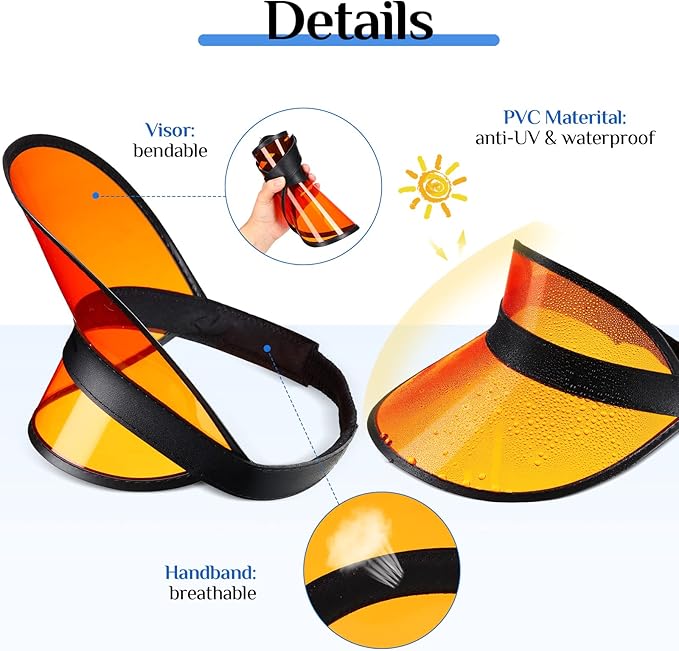 14 Pack Unisex Sun Visors Plastic Clear Cap Candy Color Transparent Tourist Visor Cap Colorful Poker Hat