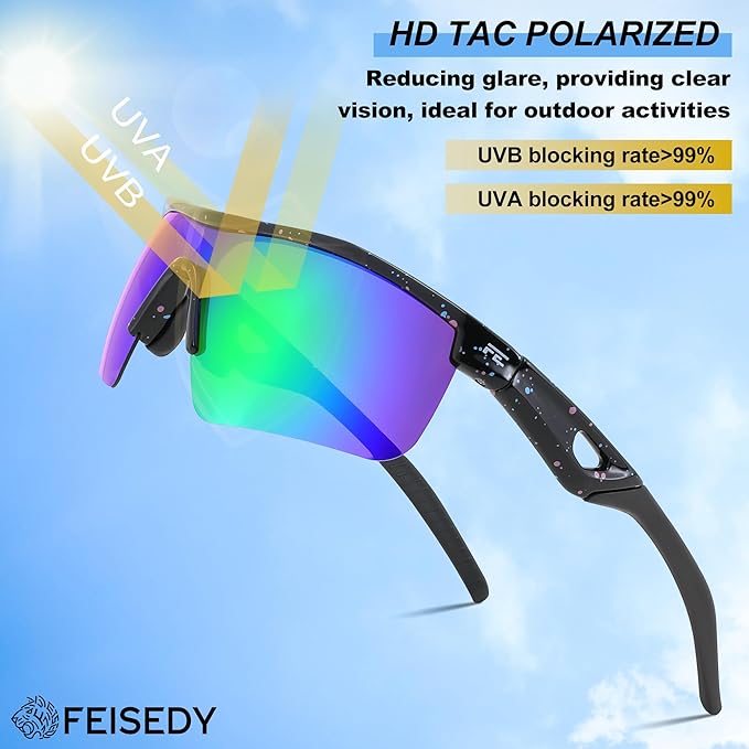 FEISEDY Kids Teens Baseball Polarized Sunglasses Sports TR90 Frame Boys Girls Cycling B2454