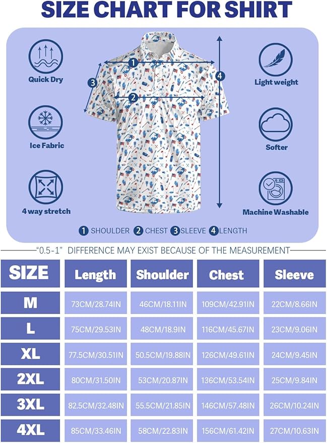 HUURAY Funny Golf Polos for Men Funny Print Short Sleeve Shirts Quick Dry Polo Shirts Hawaiian Shirt Performance Golf Outfits