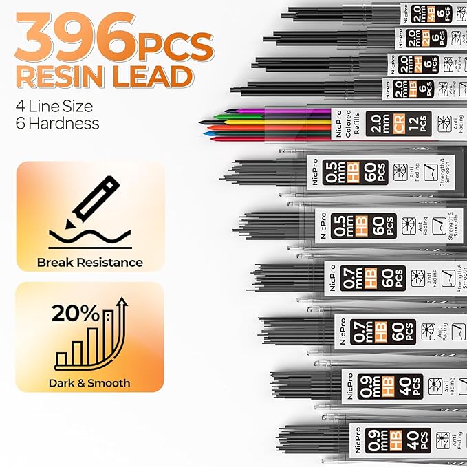 Nicpro 22PCS Metal Mechanical Pencil Set in Case, Art Drafting Pencil 0.5 - Image 6