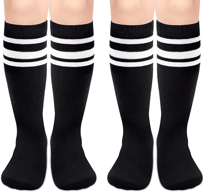 Sarfel Kids Soccer Socks Toddler Soccer Socks Girls Boys Soccer Socks Kids Tube Socks with Stripes Toddler Knee High Socks