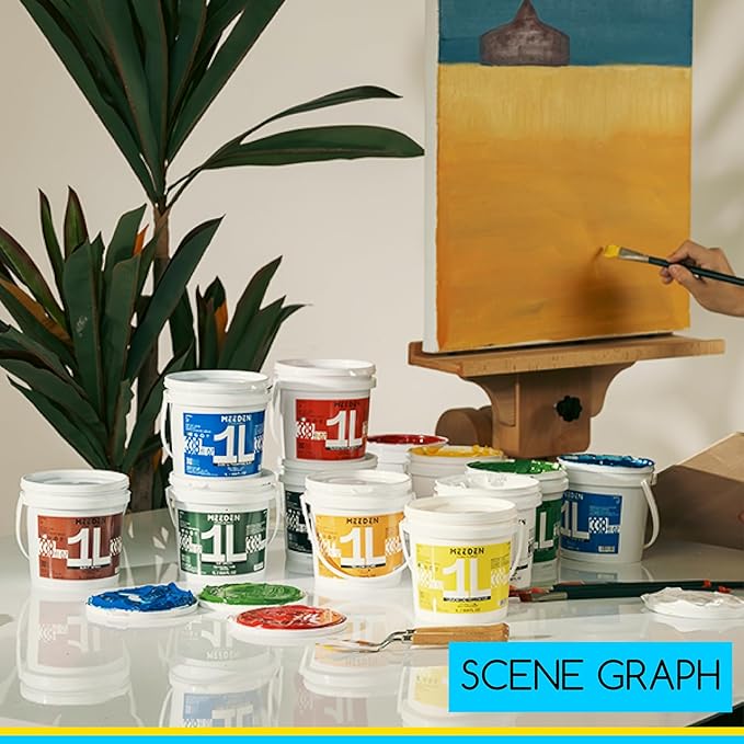 MEEDEN Sap Green Acrylic Paint: 1 L /33.8 oz Heavy Body Gloss Non-Toxic - Image 7
