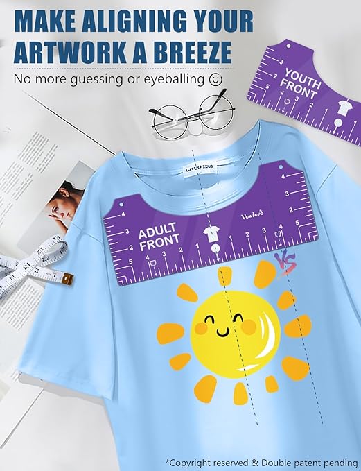 Vowlove Tshirt Ruler Guide Set for Cricut, Shirt Measure Ruler Centering Tool - Image 2