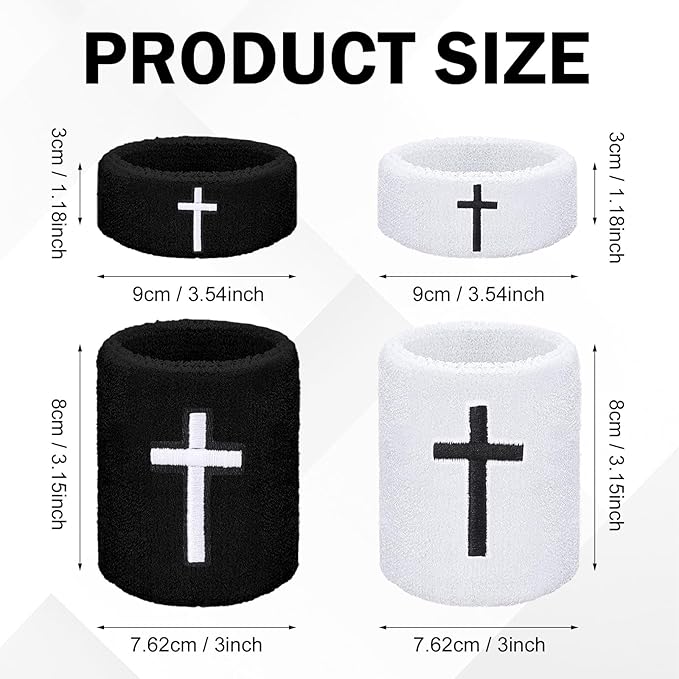 Cross Wrist Bands Bicep Bands Christian Arm Absorbent Sweat Wristbands Baseball Accessories Cross Sports Wristband for Football Baseball Sports Activities