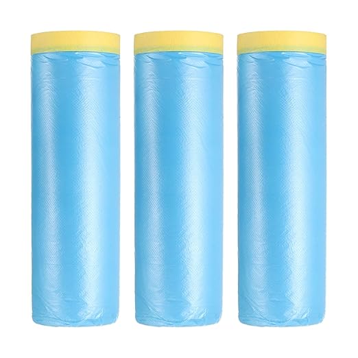 uxcell Pre-Taped Masking Film, 4.9ft x 66ft High-Tack Painters Tape Plastic by uxcell