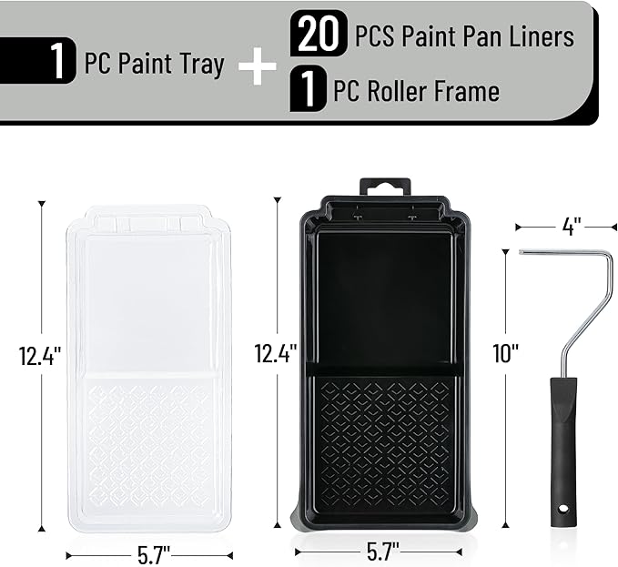Bates- 4 Inch Paint Tray Set, 1x 4 Inch Paint Roller Tray, 20x Disposable - Image 2