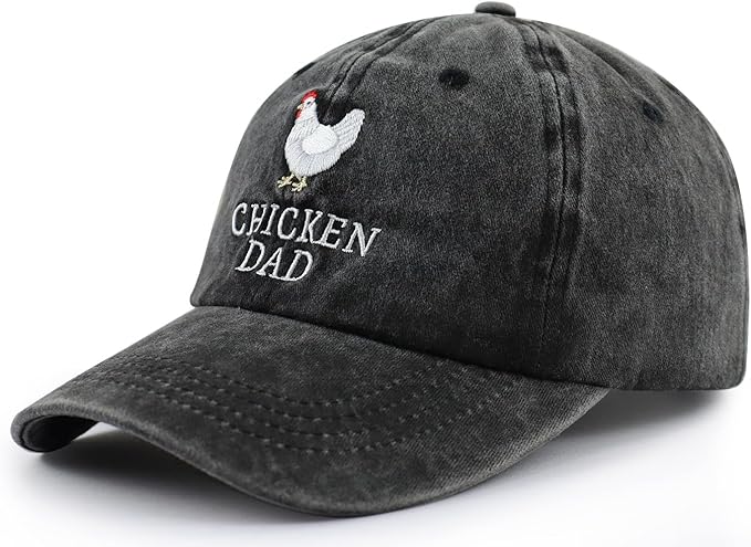 Chicken Mom and Chicken Dad Hat for Women Men, Funny Adjustable Cotton Embroidered Farm Hen Lovers Baseball Cap