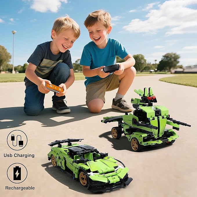 STEM Building Blocks Kit for Kids - 2 in 1 Remote Control Race Car and Robot Toy - Image 4
