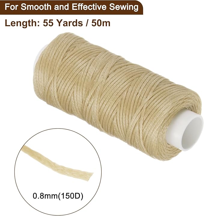 uxcell Leather Sewing Waxed Thread, 55 Yards / 50m 0.8mm 150D Flat Polyester - Image 2
