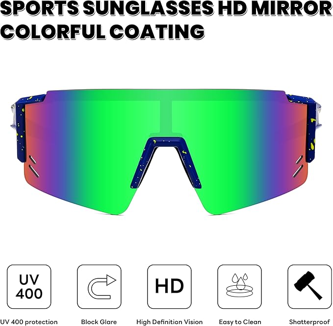 FEISEDY Kids Sunglasses Youth Baseball Sun Glasses, UV400 Sports Teens Cycling Shades for Boys Girls Age 8-16 B0048