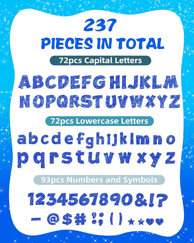 237 Pcs Glitter Bulletin Board Letters, Numbers and Punctuation, Poster Board - Image 2