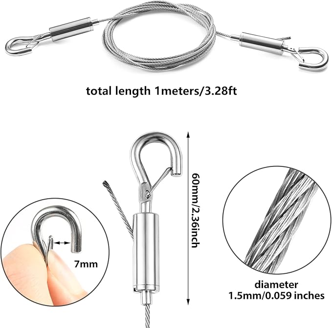Adjustable Picture Hanging Wire Kit, Heavy Duty Hardware - Image 2
