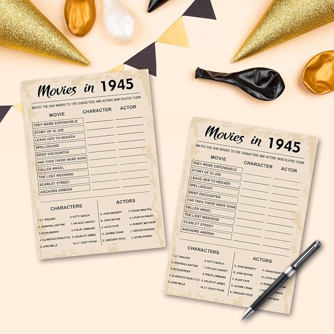 80th Birthday Party Games, Movies of 1945 Games, Birthday Party Supplies - Image 5