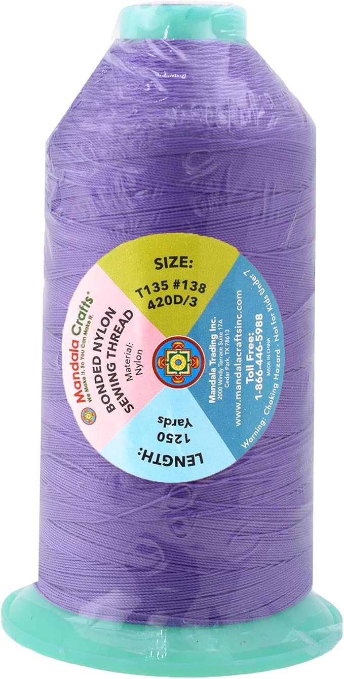 Mandala Crafts Bonded Nylon Thread Lilac Heavy Duty Sewing Threads - Image 3