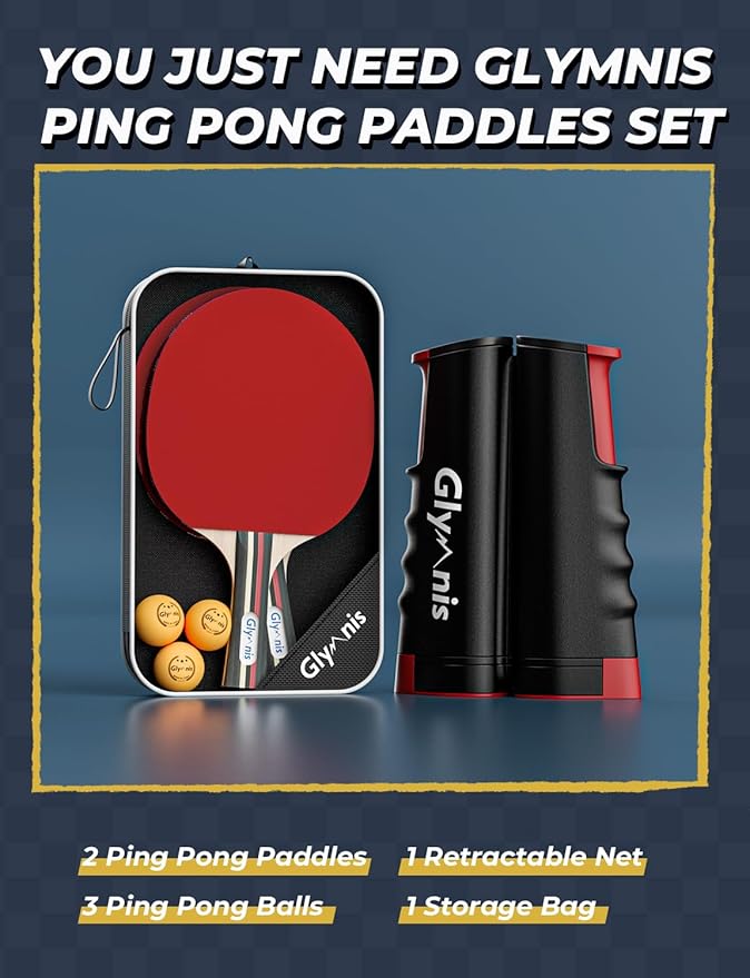 Glymnis Ping Pong Paddles Set Table Tennis Rackets - Image 8