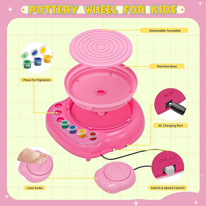 Pottery Wheel for Kids– Complete DIY Pottery Painting Kit for Ages 8-12 - Image 5