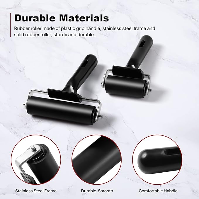 3 Pack Brayer Rollers for Crafting, Vinyl Rubber Roller Brayers, Printmaking - Image 4