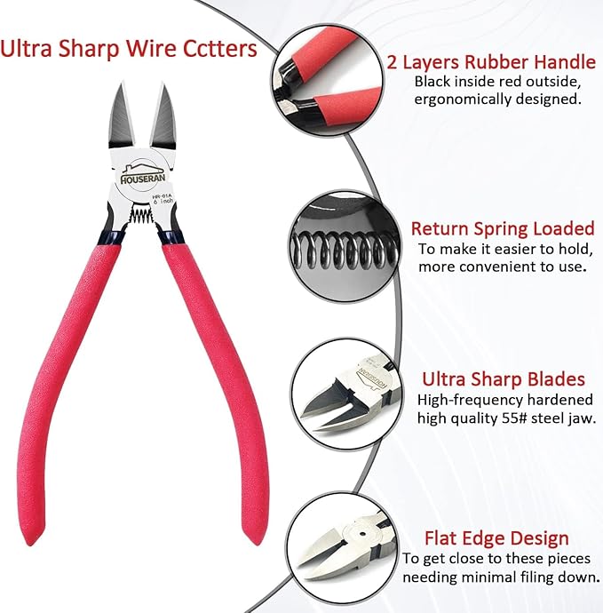 Wire Cutters 2 PACK, 6 inch Wire Cutter Set, HOUSERAN Side Cutters Flush Cut - Image 4