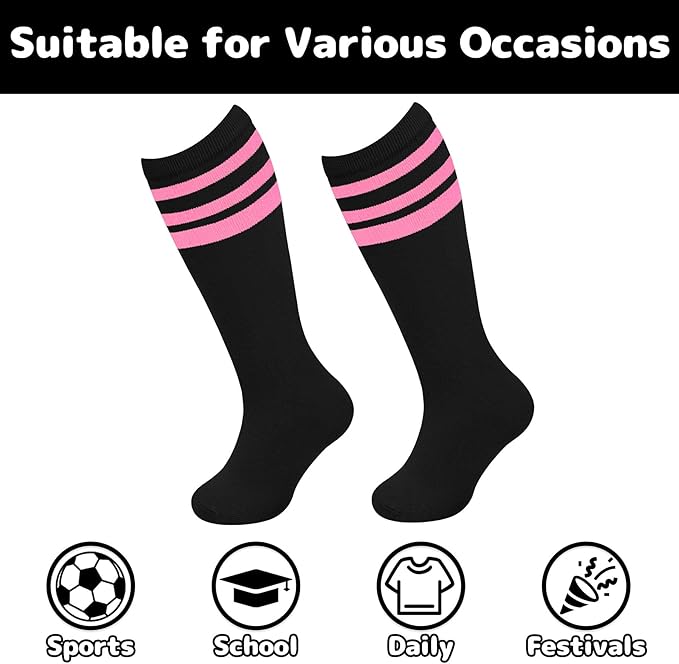 Olreco 1 Pack Toddler Kids Youth Soccer Socks Girls Boys Baseball Socks Youth Knee High Softball Football Accessories Cotton