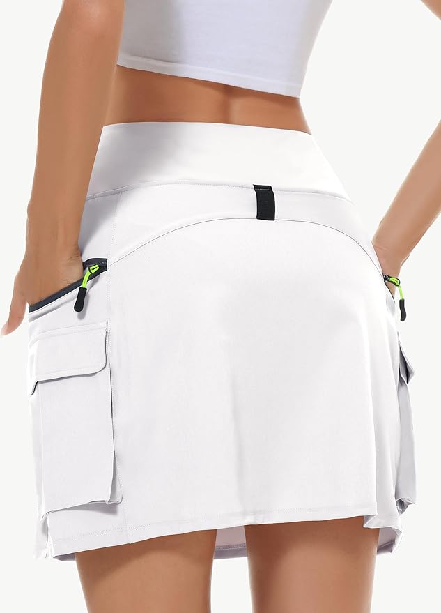 MIVEI Skorts for Woman - Hiking Cargo Skorts with Zipper Pockets, High Waisted Quick Dry Golf Workout, Dressy Casual