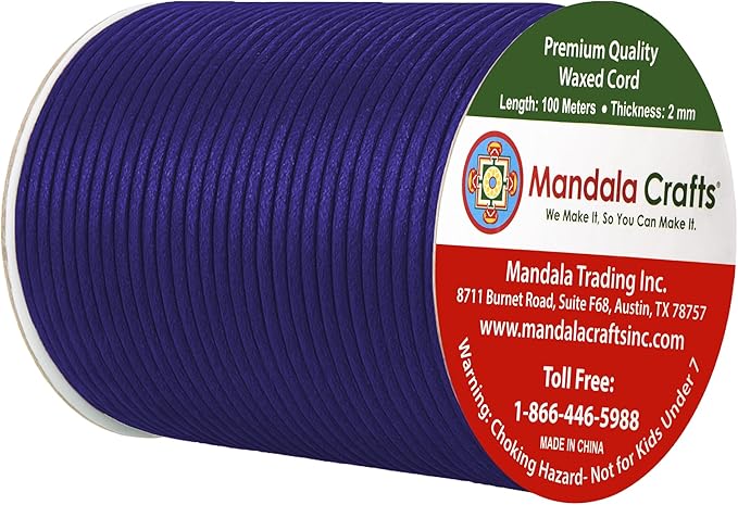 Mandala Crafts 2mm 109 Yards Dark Indigo Cotton Waxed Cord - Image 2