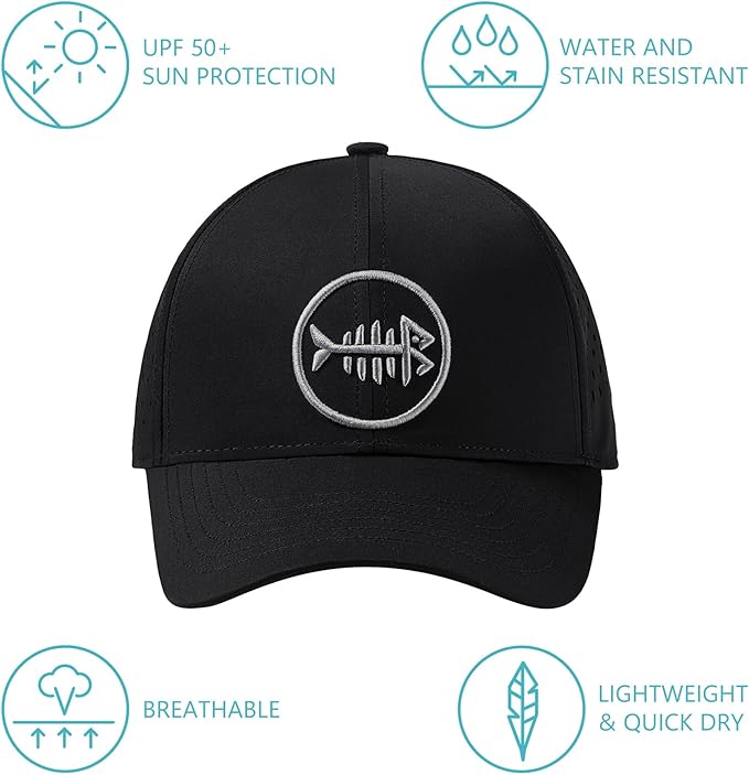 BASSDASH UPF 50+ Quick Dry Baseball Cap Water Resistant Laser Cut Mesh Snapback Hat for Men Women Fishing Hiking FH14