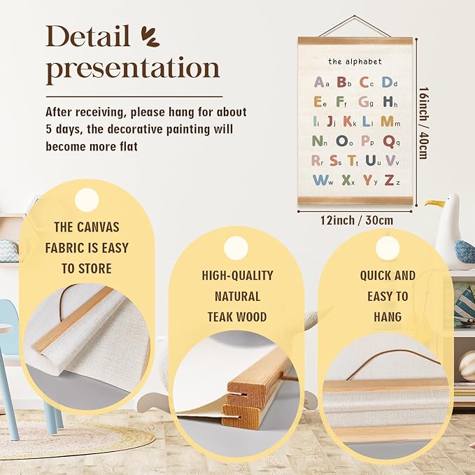 ZTGDA Alphabet Numbers Poster Set of 2, Alphabet Numbers Wall Art, ABC Banner - Image 2