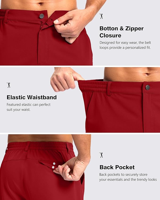 Pudolla Men's Casual Shorts 7"/9"/5" Lightweight Golf Shorts with 3 Pockets Stretch Quick Dry Comfy Work Shorts