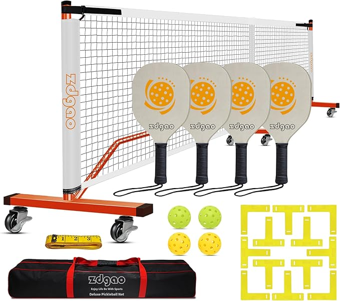 Zdgao Pickleball Set with Net for Driveway, 22 FT Regulation Size Pickle Ball by ZdgaoSportsLLC