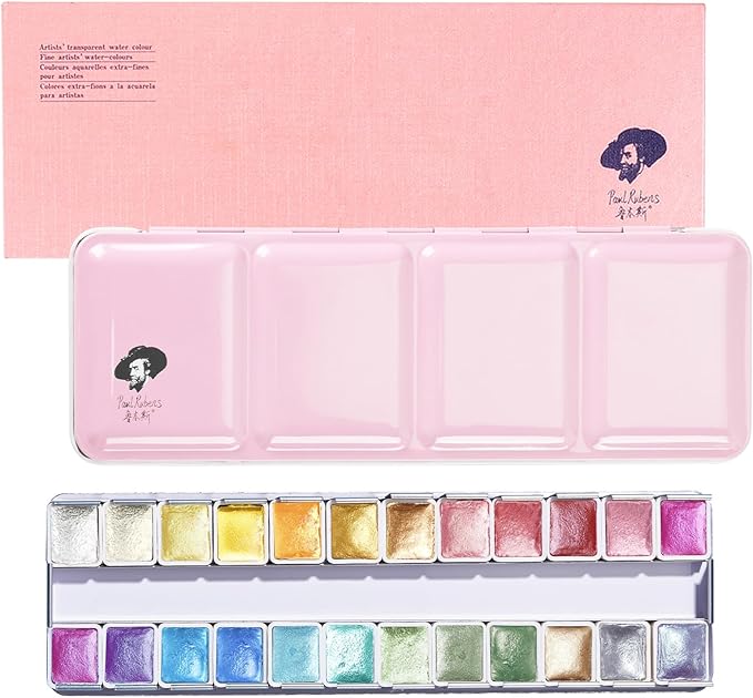 Paul Rubens Artist Watercolor Paints-Metallic Glitter Solid Colors-Pink - Image 9