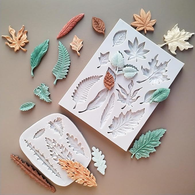 2PCS Leaf Silicone Molds, Tree Leaves Shape Cake Fondant Mold, 3D Unique - Image 3