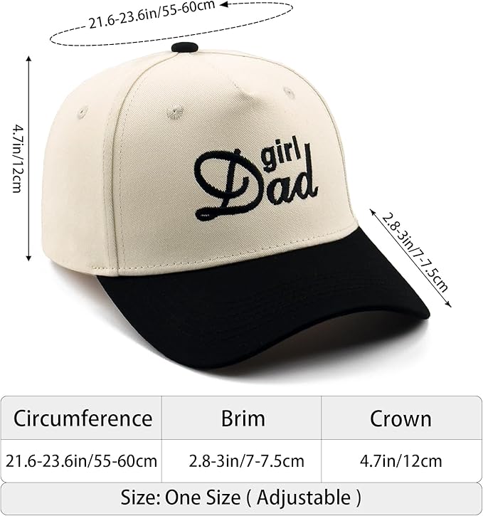 Embroidered Boy Girl Dad Mom Two-Tone Baseball Cap, Classic Dad Hat for Men Women His Her, Family Theme Gift Ideas