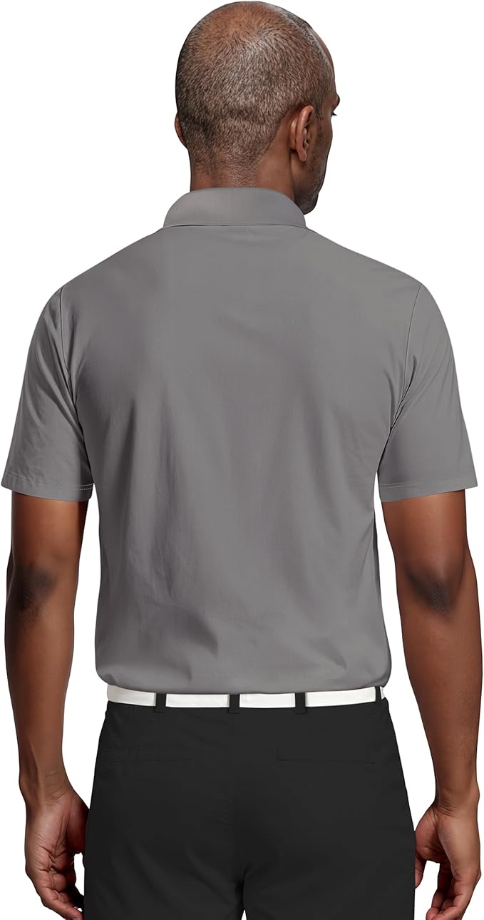 PGA TOUR Men's Airflux Solid Mesh Short Sleeve Golf Polo Shirt