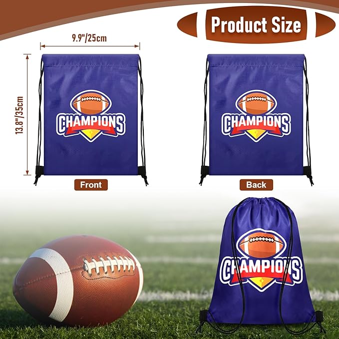 Grneric 18 Pcs Football Party Favor Bags Drawstring Bags Bulk Candy Goodie Bag Football Themed Presents for Sports Teams