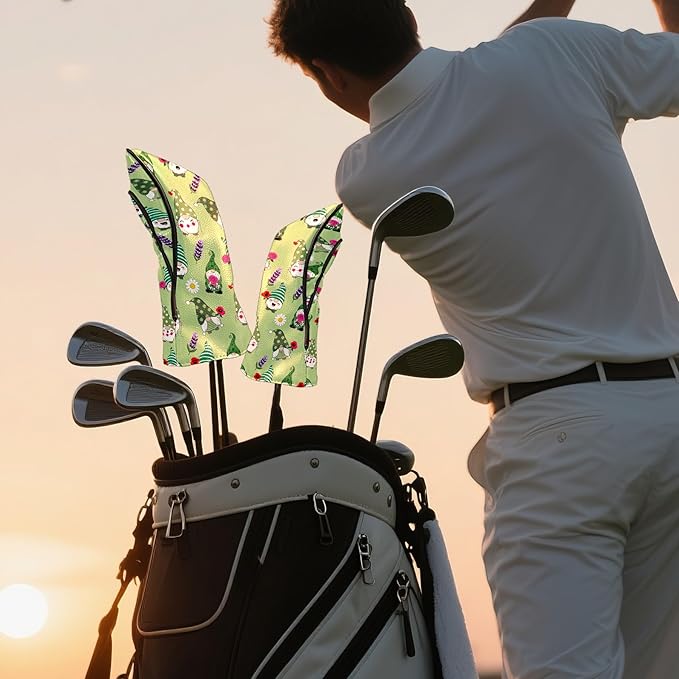 Golf Headcovers Fits Driver Hybrid Fairway 3/5 Wood, Waterproof PU Leather Golf Club Protector, Ideal Sports Accessories & Golfer Gift Colorful Geometry