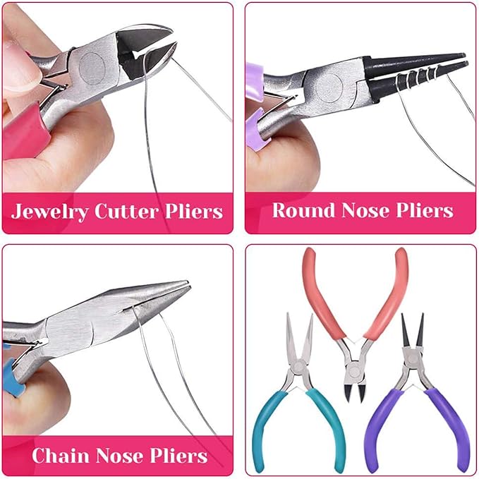 anezus 7 Pcs Jewelry Pliers and Jewelry Beading Wire Tools Set Includes Needle - Image 6