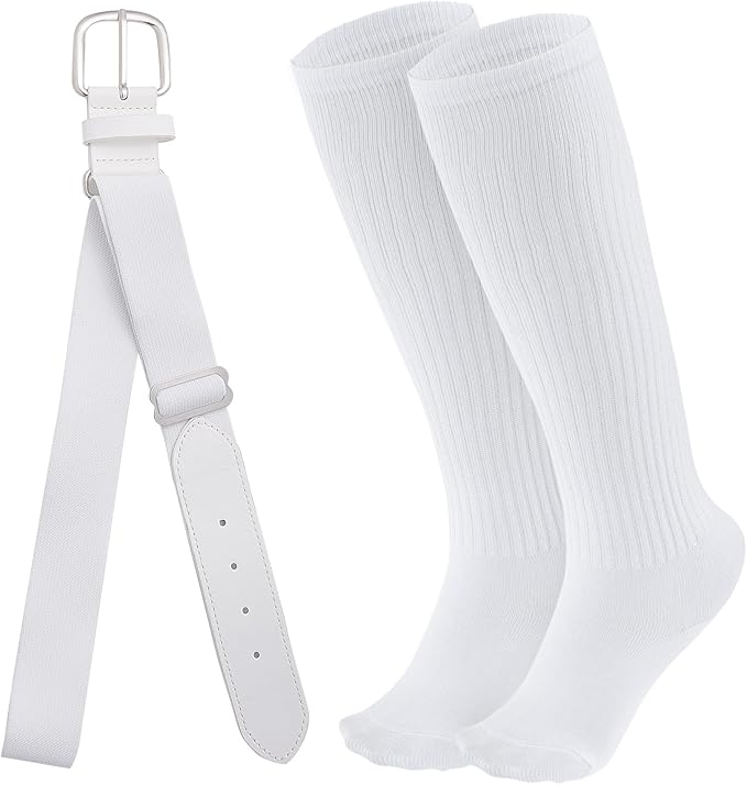 Dxhycc Youth Baseball Socks and Belt Combo Set Softball Baseball Socks and Elastic Waist Belt for Youth Boys Girls