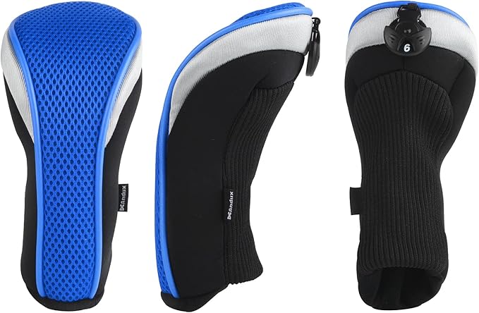 Andux Mesh Golf Hybrid Club Head Covers with Dial Number Tags, 4pcs/Set