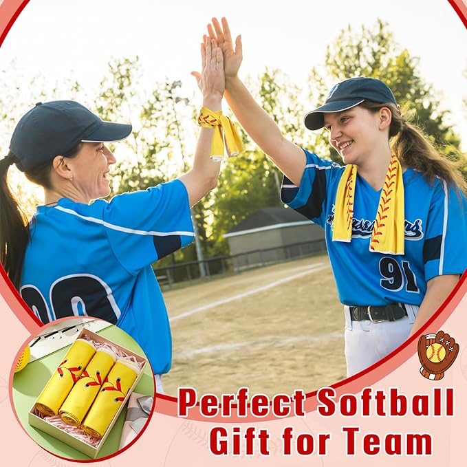 Chumia 18 Pcs 30 x 9 Inch Mini Softball Cooling Towel Accessories Softball Party Favors Ice Towel Breathable Chilly for Player Team Coach Team Gifts Goodie Bag Stuffers Sport Supplies