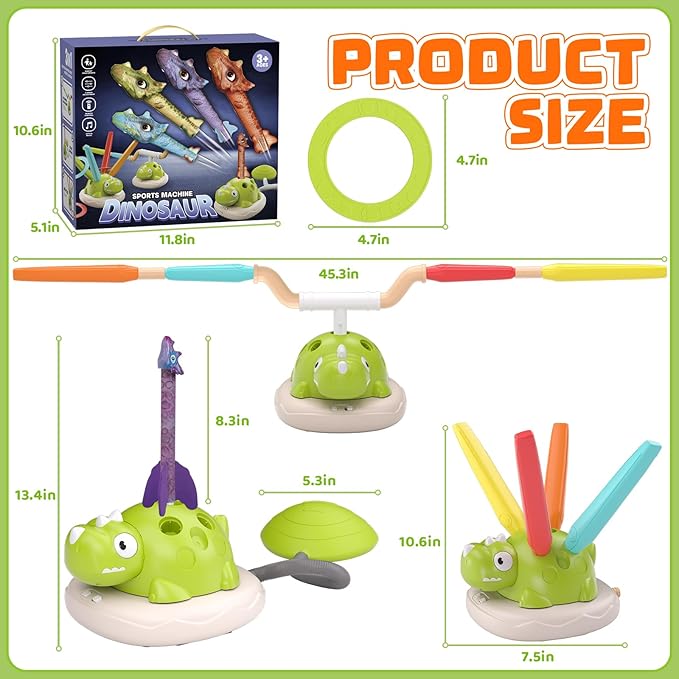 Aliex 3 in 1 Dinosaur Musical Jumping, Toss Ring and Stomping Launch Rocket - Image 7