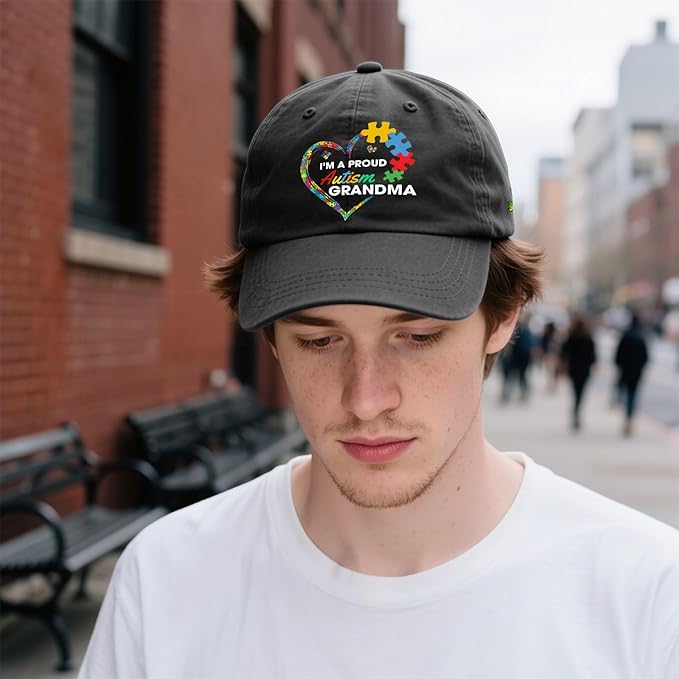 I'm a Pround Autism Uncle Baseball Cap for Mens Fashion Washed Distressed Baseball Caps