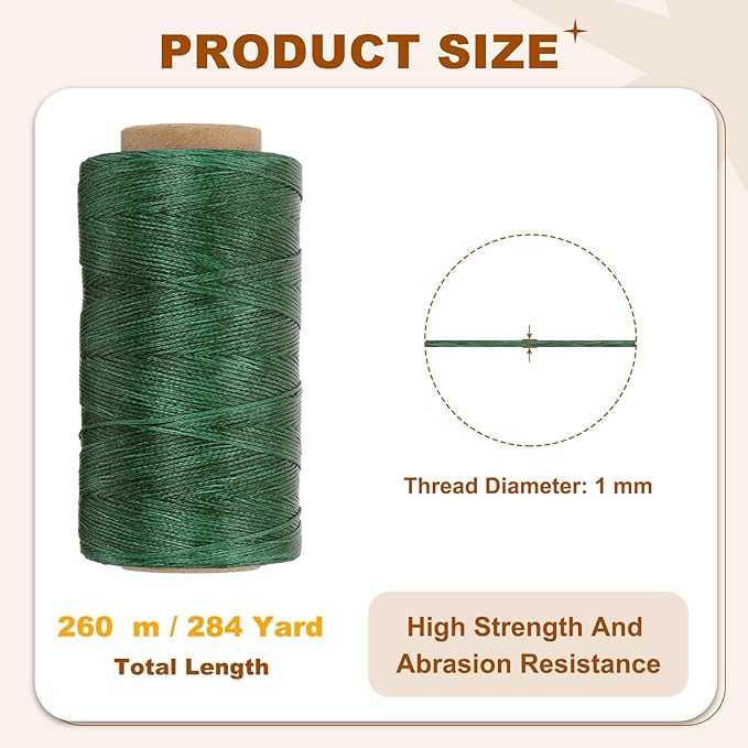 PATIKIL 284 Yard Flat Waxed Thread 150D 1mm Leather Sewing Cord - Image 2