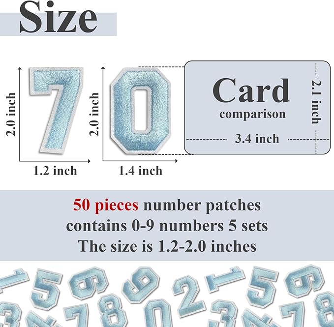 Number Iron On Patches, Numbers 0-9 Embroidery Applique Patch, DIY Decorative - Image 2