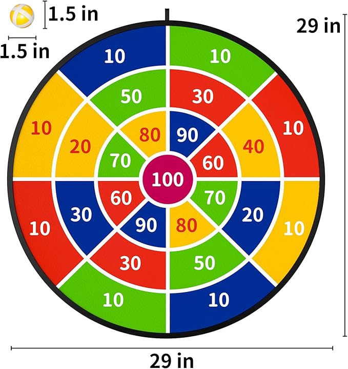 TEMI 29" Large Dart Board for Kids, Boys Toys Dartboards - Image 2