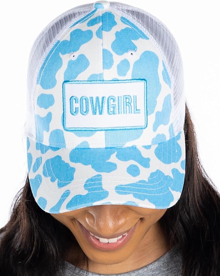 Funky Junque Trucker Hat for Women – Distressed Low Profile Western Camo Baseball Cap with Mesh, Trendy and Adjustable Fit