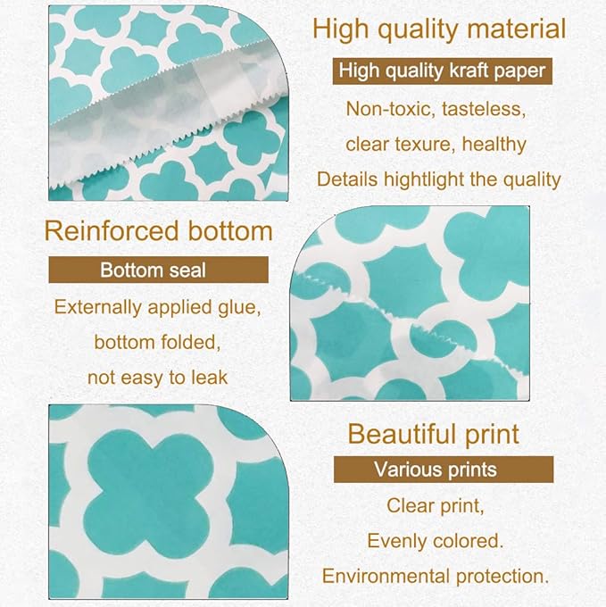 KEYYOOMY 200 Pcs Teal Blue Candy Buffet Bags - Image 3